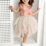 Summer Flower Shredded Tutu - Beige