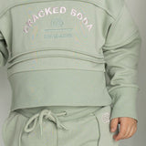 Tessa Embroidery Detailed Crew - Sage
