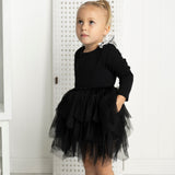 Winter Ribbed Detailed Bow Fleece Tutu - Black
