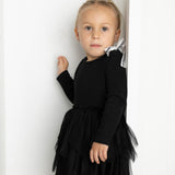 Winter Ribbed Detailed Bow Fleece Tutu - Black