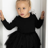 Winter Ribbed Detailed Bow Fleece Tutu - Black