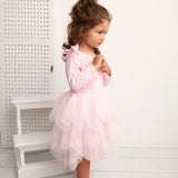 Winter Ribbed Bow Fleece Tutu - Pink