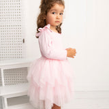 Winter Ribbed Bow Fleece Tutu - Pink
