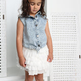 Zara Denim Blue Tie Top