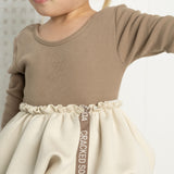 Zinnia Ribbed Fleece Bodysuit Dress - Walnut
