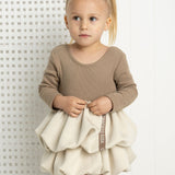 Zinnia Ribbed Fleece Bodysuit Dress - Walnut