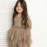 Zinnia Ribbed Fleece Shredded Tutu - Walnut