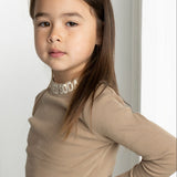 Zinnia Ribbed Fleece L/S Top - Walnut