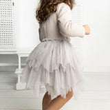 Zinnia Ribbed Fleece Shredded Tutu - White Sand
