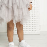 Zinnia Ribbed Fleece Shredded Tutu - White Sand