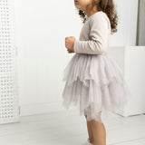 Zinnia Ribbed Fleece Shredded Tutu - White Sand