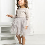 Zinnia Ribbed Fleece Shredded Tutu - White Sand