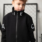 Luca Detailed Neck Zip Crew - Black